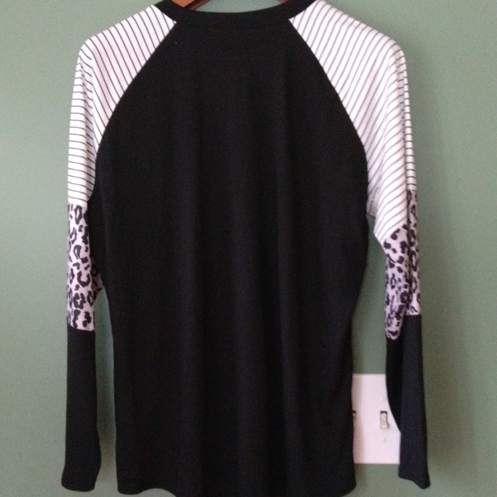 Black scoop neck long sleeves print sleeves casual pullover sweater